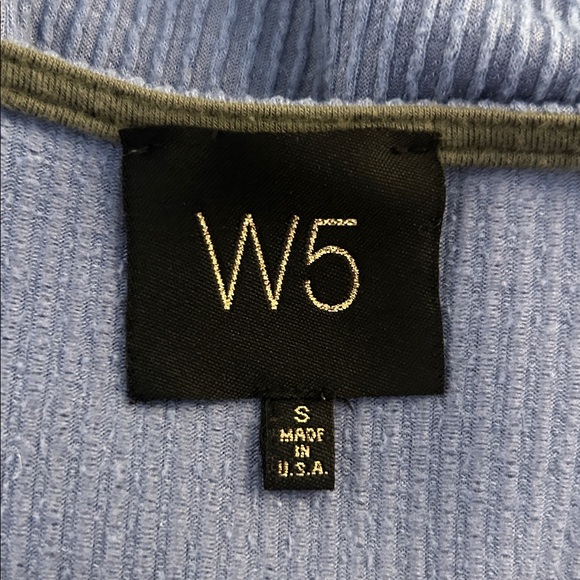 W5 Blue Ribbed Classic Summer Spring Casual Front Twist Tank Top Size Small - Picture 4 of 5